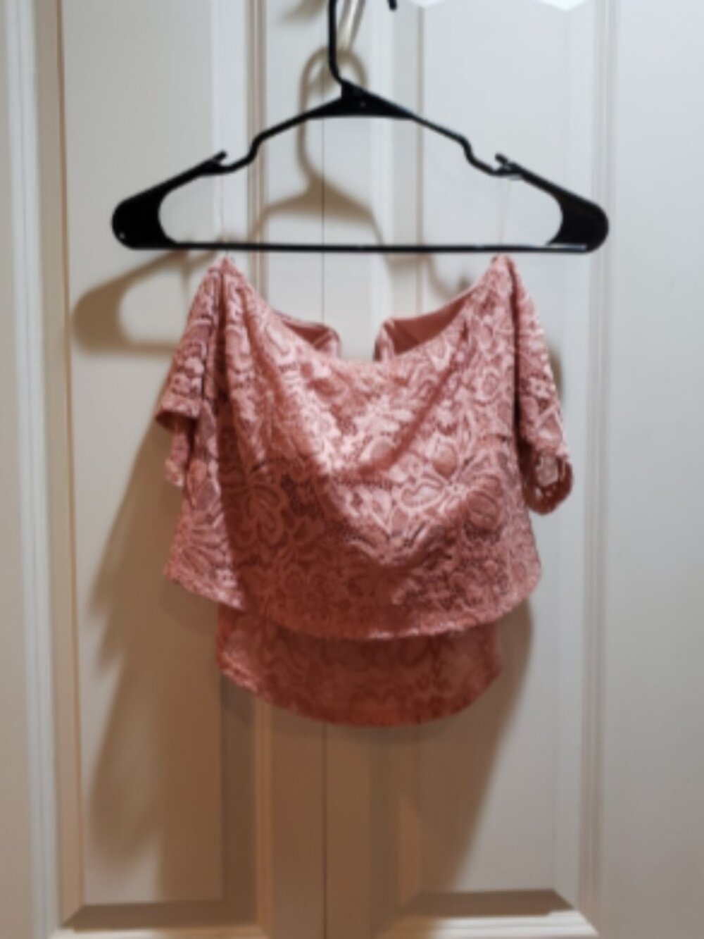 Charlotte Russe Off the Shoulder Lacey Crop Corset Top Blush Pink Size S